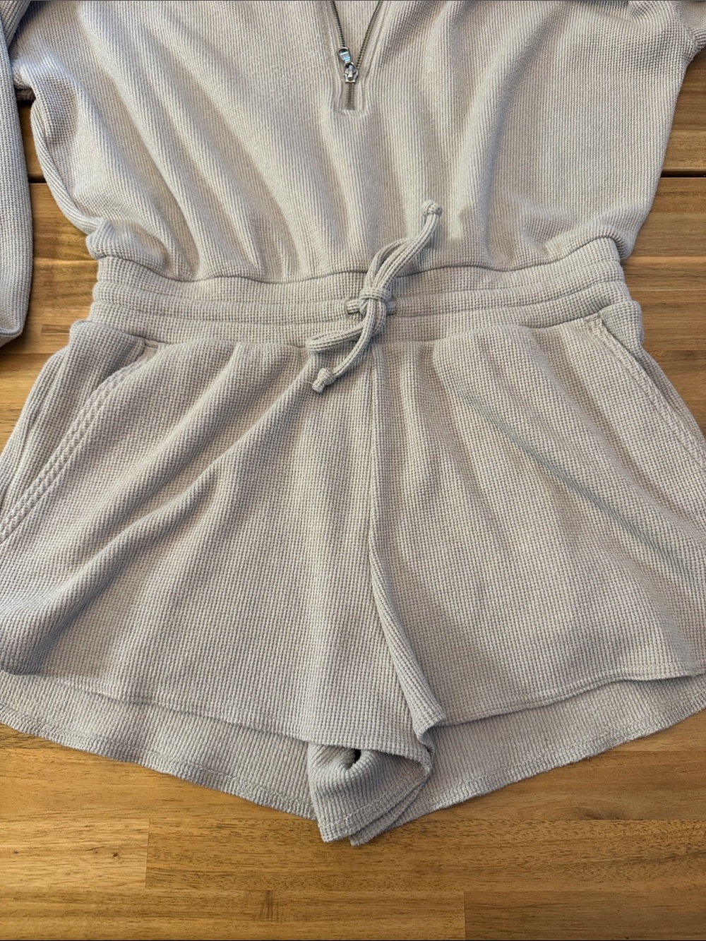 Gilly Hicks Light Gray Hooded Zip-Up Romper - Size M - Picture 7 of 9